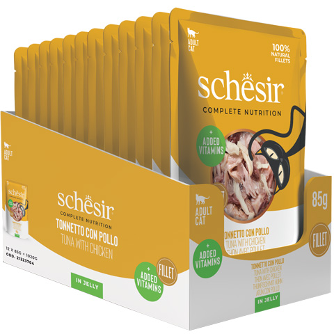 Schesir CB Wet Tuniak a kuracie v želé kapsicka 85g obsah
